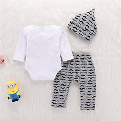 Gentleman's Long-sleeved Fake Suspender Blouse With Beard And Full Print Trousers Hat Three-piece Suit