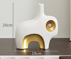 Luxury Ceramic Vase Decoration Desktop Flower Arrangement Abstract Art Double Mouth White Floral Modern Home Decoration Wedding