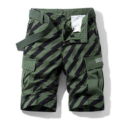 Men Red Summer Thin Print Striped Cargo Shorts