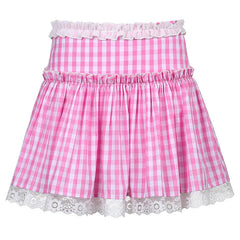 Women S Sexy High Waist Plaid Lace Pleated Skirt Skirt