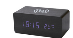 Factory Wholesale Smart Wireless Charging Sound Control Environmentally Friendly Mute Led Wooden Clock Wooden Home Electronic Alarm Clock