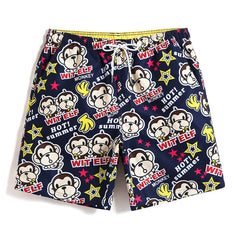 Loose Quick-Drying Printed Straight Striped Blue Summer Beach Casual Shorts
