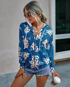 New Products Source Autumn  American Tie-Dye Printed Zipper Hooded Jacket Women WT203S3075