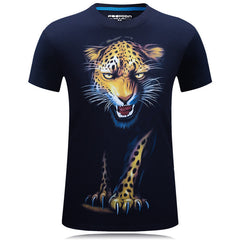 3D Night Leopard Pattern Short-sleeved T-shirt Trend Men's 3D Printing Plus Fat Plus Size T-shirt Half-sleeved