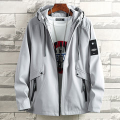 Spring And Autumn Fattening Plus Size Hooded Windbreaker
