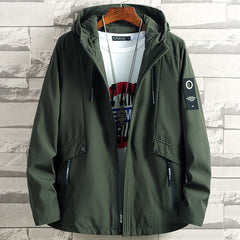 Spring And Autumn Fattening Plus Size Hooded Windbreaker