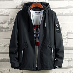 Spring And Autumn Fattening Plus Size Hooded Windbreaker