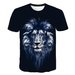 Urban Safari Men's Lion T-Shirt - 3D Printed Animal Graphic Tee, Gold/Black Streetwear, Short Sleeve Crew