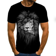 Urban Safari Men's Lion T-Shirt - 3D Printed Animal Graphic Tee, Gold/Black Streetwear, Short Sleeve Crew