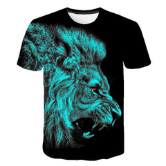 Urban Safari Men's Lion T-Shirt - 3D Printed Animal Graphic Tee, Gold/Black Streetwear, Short Sleeve Crew