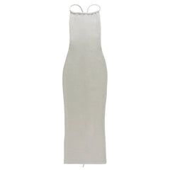 European And American Foreign Trade Women'S Clothing Kh21043 Bright Silk Sexy Halter Hot Girl Suspenders Straps Hanging Neck Bag Hip Dress Women