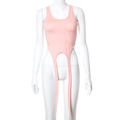Women S Solid Color U-Neck Sexy Vest Suspenders