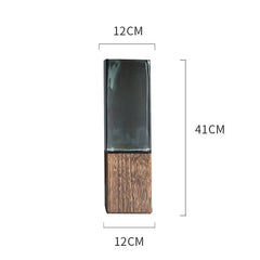 Wood Color Tansparent Glass Vase Combination Flower Arrangement