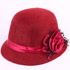 Middle-aged And Elderly Ladies Hats Hemp Bowl Hat