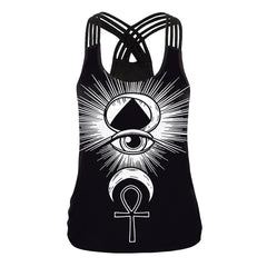 Mandala Printed Cross - Back Vest For Ladies