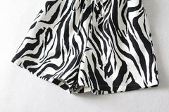 Summer New Animal Pattern Elastic Waist Drawstring Loose Casual Shorts