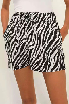 Summer New Animal Pattern Elastic Waist Drawstring Loose Casual Shorts