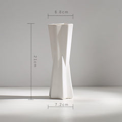 Wind Ceramic Dried Flower Vase Small  Flower Flower Arrangement White Desktop Living Room Home Decoration Ornaments
