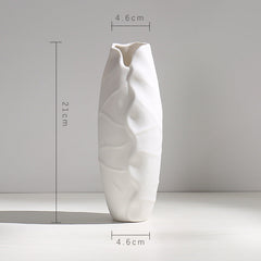 Wind Ceramic Dried Flower Vase Small  Flower Flower Arrangement White Desktop Living Room Home Decoration Ornaments