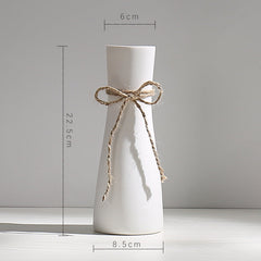 Wind Ceramic Dried Flower Vase Small  Flower Flower Arrangement White Desktop Living Room Home Decoration Ornaments