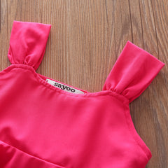 European And American Hot Selling Girls Sling Strapless Top  Rose Denim Ripped Shorts Suit