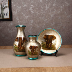 Creative Wedding Gift Home Furnishings Retro Ceramic Vase Living Room Three-Piece Wine Cabinet Decoration Ornaments