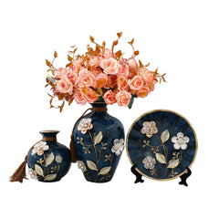 Creative Wedding Gift Home Furnishings Retro Ceramic Vase Living Room Three-Piece Wine Cabinet Decoration Ornaments