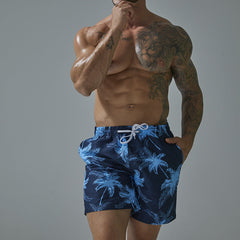 Sports And Leisure Plus Size Five Point Printing Shorts Men's Pocket Quick Drying Beach Pants