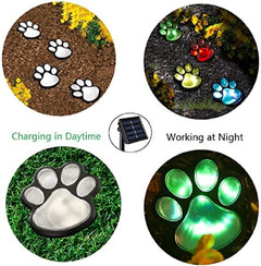 Led Solar Cute Cat Plug In The Ground Light 4 LED Bear Claw Scene Lights