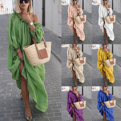 Casual Solid Color Plus Size Long Dress