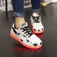 New black five Star 7 Color Light Luminous LED white  Shoes FOR KIDS