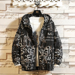 Men's Loose Plus Size Cardigan Printed Jacket