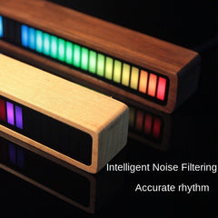 Solid Wood Bluetooth Voice Control Pickup Rhythm Lights Music Spectrum LED RGB Car Atmosphere Audio Level Indicator VU Meter