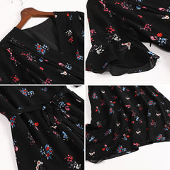 Floral Chiffon Dress Western Style Reduces Age And Covers Belly