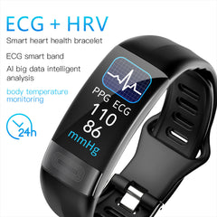Body Temperature Smart Bracelet with ECG, Heart Rate, Blood Pressure, Blood Oxygen, Sleep Tracking & Waterproof Design