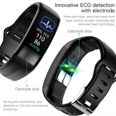 Body Temperature Smart Bracelet with ECG, Heart Rate, Blood Pressure, Blood Oxygen, Sleep Tracking & Waterproof Design