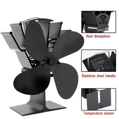 Silent thermodynamic fireplace fan fireplace thermometer