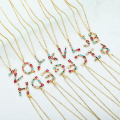 GEMSTONE LETTER NECKLACE