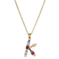 GEMSTONE LETTER NECKLACE