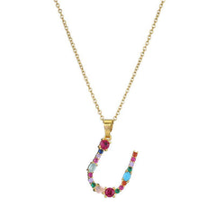 GEMSTONE LETTER NECKLACE