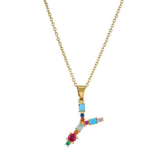 GEMSTONE LETTER NECKLACE