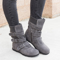 Casual Winter Boots Strap Buckle Shoes