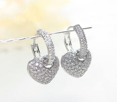 Personalized Micro Inlaid Zircon Peach Earrings And Love Earhook
