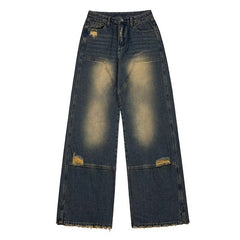 Dark Summer High Waist Washed All-match Wide Leg Pants