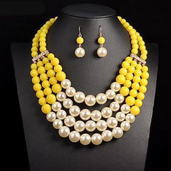Multi Simulated Pearl Bohemian Jewelry Set
