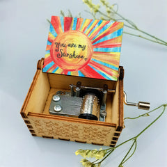Antique Carved Wooden Hand Crank Spirited Away Music Box Christmas Gift Birthday Gift Party Decoration