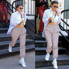 Women's luminous elastic casual pants