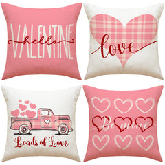 Love Heart Pillow Cover Valentine's Day Letter Printing Throw Pillowcase