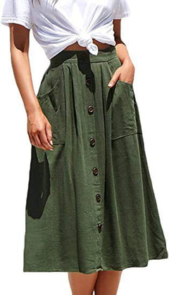Skirt Casual Button Women's Clothing