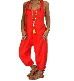 Loose Casual Women's Plus Size Linen Suspenders Pants